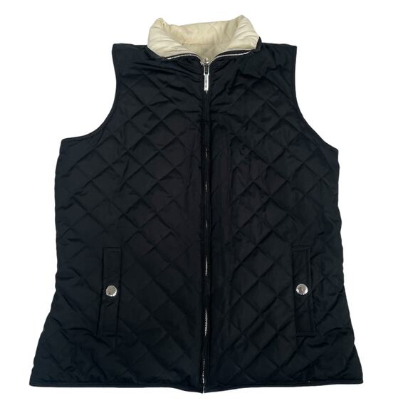 Lauren Ralph Lauren Womens Petite Small Quilted Reversible Vest Black White P/P - Picture 3 of 12